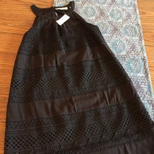 Ann Taylor LOFT Sleeveless Mini-Dress Black w/ Lace Women's Size XXS